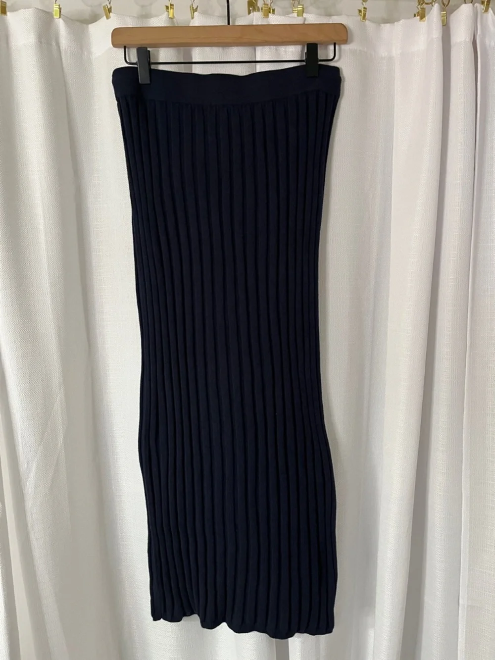 Industry Navy Blue Sweater Knit Midi Skirt
